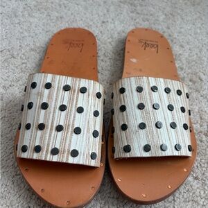 Beek Lovebird Stud Leather Sandals Slides Cream Women's Size 6